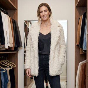 Cream Shaggy Faux Fur Coat – Cozy & Chic